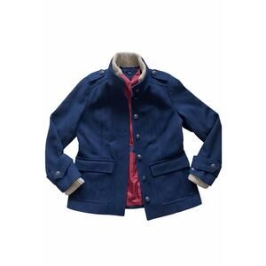 Tommy Hilfiger Women’s Wool Blend Military Coat Navy Blue Ribbed Collar M